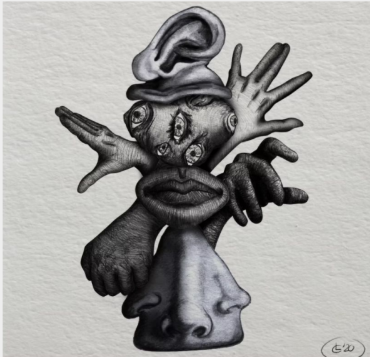 Cher sourd, date ? dessin noir et gris sur papier, 29 x 29 cm non-encadré Leandre Chevreau
